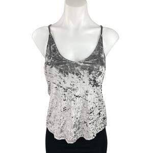 American Eagle Silver Gray Crushed Velvet Velour Sleeveless Cami Tank Top Sz XS